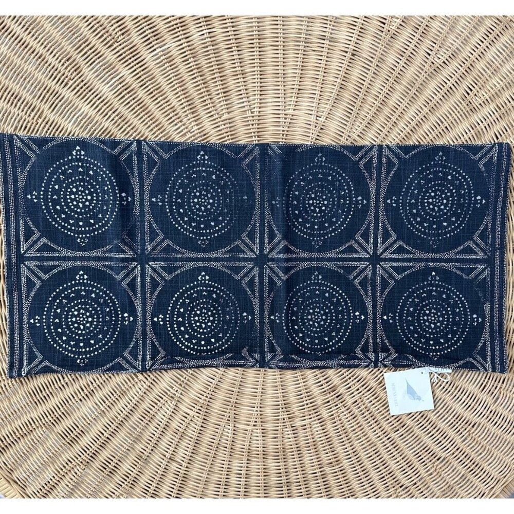 NEW Serena & Lily Camille Mosaic Pillow Cover (14”x30”)-Indigo Blue